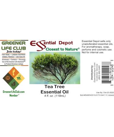 Essential Depot Tea Tree Essential Oil - GC/MS Tested - Skin Safe - Supplied in 4 oz. Amber Glass Bottle with Black Phenolic Cone Lined and Safety Sealed Cap - Buy Online on GoSupps.com