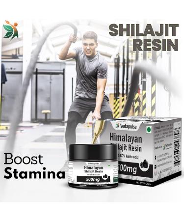 Vedapulse Himalayan Shilajit/Shilajeet Resin - 500mg | 80% Fulvic Acid | Pure & Natural | Potent Ayurvedic Supplement for Energy Stamina & Vitality - Buy Online on GoSupps.com