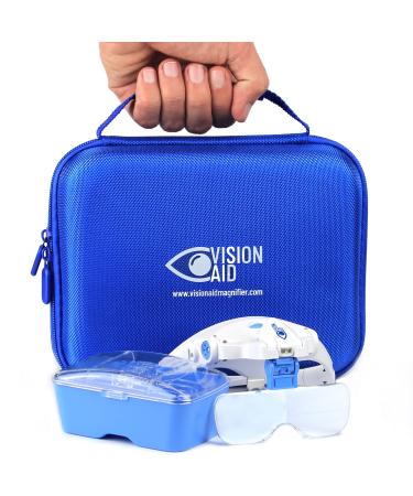 Vision Aid Magnifying Glasses with LED Light Headband Storage Case Hands Free Magnifier for Lashes Microblading Painting Dental Close Work USB Rechargeable - Expert Set