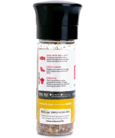 Redmond Real Sea Salt - Natural Unrefined Organic Gluten Free Coarse Salt with Coarse Grinder (Lemon Pepper) - Buy Online on GoSupps.com
