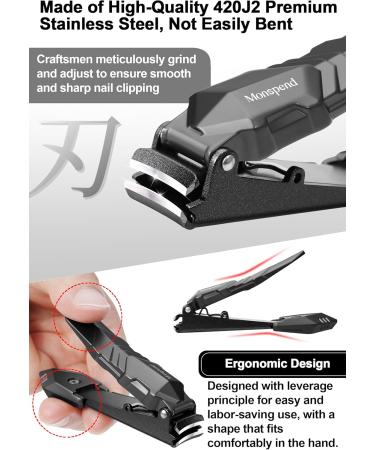 Premium Nail Clippers with Catcher - No Splash Stainless Steel Fingernail & Toenail Cutters for Thick Nails - Includes Custom Flannelette Bag Storage - Buy Online on GoSupps.com