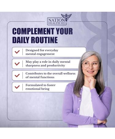 NATION HEALTH MD Cognilux - Brain Supplements for Memory and Focus - Nootropic Focus Supplement with Niacin Vitamin B6 GABA and More - Memory Supplement for Brain Brain Health - Buy Online on GoSupps.com