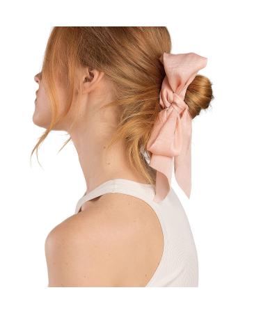 Kitsch Satin Hair Scarf Scrunchies - Stylish Bow Hair Ties for Women and Teens in Blush/Mauve - Buy Online on GoSupps.com