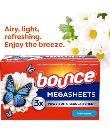 Bounce WrinkleGuard Mega Fabric Softener Dryer Sheets - 130 ct, Outdoor Fresh Scent - Buy Online on GoSupps.com