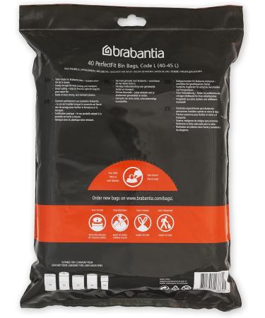 Brabantia Perfectfit Garbage Bag Donation Pack - Extra Strong Code L (40L/45L) - 40 White Bags with Train Tape - International Shipping Available - Buy Online on GoSupps.com