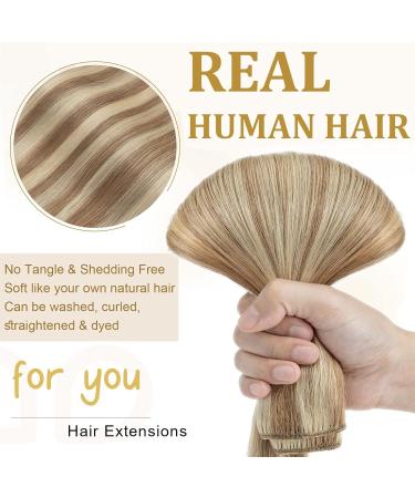Hair Extensions Hair Clip In Hair Extensions Real Human Hair One Piece Hair Extensions One Piece Clip in Hair Extensions for women Straight Hair with 5 Clips (Highlight Color #8/613) Hair Pieces(24 In 24 Inches 120g/Set - Buy Online on GoSupps.com