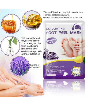 12 Pairs Foot Peel Mask - Baby Soft Skin Cracked Heels & Callus Care - Lavender & Aloe Vera - Exfoliating Foot Care for Men & Women - Buy Online on GoSupps.com