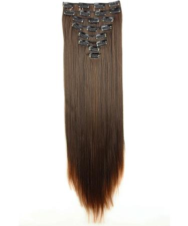 CAISHA by PRETTYSHOP XXL Eight Piece Set Clip In Hair Extensions Brown Mix #4T30 - Voluminous Straight Hairpiece - CES208 - Buy Online on GoSupps.com