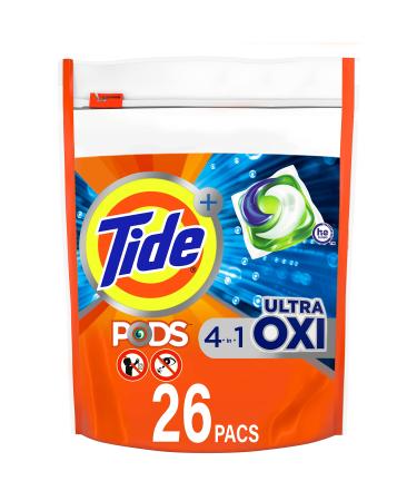 Tide Pods Ultra Oxi Liquid Detergent Pacs, 26 Count (Packaging May Vary)