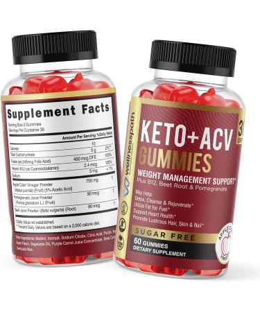 ACV Keto Gummies for Weight Loss - Sugar Free Vegan Appetite Suppressant Detox & Digestion - 60 Count - Buy Online on GoSupps.com