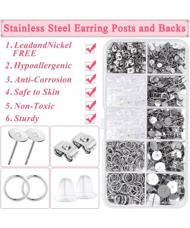 Hypoallergenic Stainless Steel Earring Making Kit - 1650pcs Posts, Backs, Studs, Jump Rings for DIY Jewelry - Buy Online on GoSupps.com