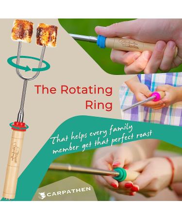 CARPATHEN Campfire Sticks for Marshmallows and Hot Dogs - Set of 6 Rotating Roasting Sticks for Fire Pit - Extra Long Forks for Camping & Fireplace - Buy Online on GoSupps.com