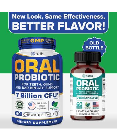 Tuthi Oral Probiotics - Dental Probiotic for Bad Breath & Gum Care - 7 Billion CFU - Fresh Mouth Health - Peppermint Lozenges 60 Count - Buy Online on GoSupps.com