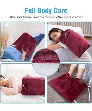 Electric Heated Foot Warmer | Soft Flannel | 2h Auto Off | 3 Temp Settings | Pain Relief | Full Body Use for Feet, Hands, Back | Pocket Design | 16 x 22 | Red - Buy Online on GoSupps.com