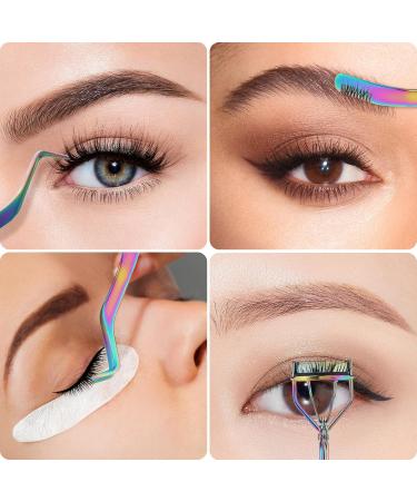 Lash Curler Tweezers Set 2 in 1 Stainless Steel Eyelash Tweezers with Eyelashes Curler Eyelash Applicator Tool for Women Girls Makeup Beginner & Makeup Artist (Colorful) - Buy Online on GoSupps.com