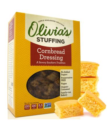 Olivia's Croutons Cornbread Stuffing Mix - Southern Style Dressing with Organic Cornmeal - Natural, Vegetarian, Preservative Free, 12 Ounce (Pack of 2)