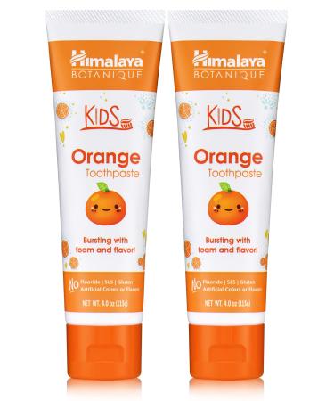 Himalaya Botanique Kids Toothpaste Orange Flavor to Reduce Plaque and Keep Kids Brushing Longer Fluoride Free 4 oz 2 Pack Orange 4 Ounce (Pack of 2) - Buy Online on GoSupps.com