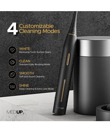 Sleek Black Sonic Electric Toothbrush for Adults | Smart Pressure Sensor, 4 Power Modes, Rechargeable & Waterproof - Buy Online on GoSupps.com
