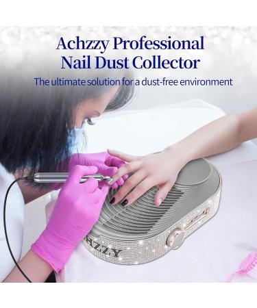 Achzzy Nail Dust Collector - Wireless Portable 6000mAh Battery Adjustable Suction & Reusable Filter | Low Noise Diamond Dust Collector for Nail Salon - Buy Online on GoSupps.com