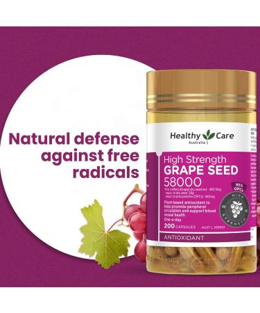 Healthy Care Grape Seed 58000 200 Capsules - Buy Online on GoSupps.com