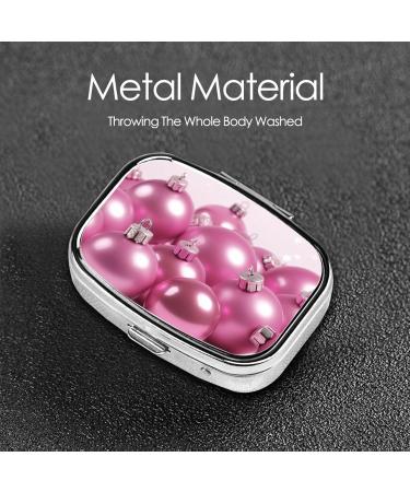 Shop Pink Christmas Balls Printed Square Pill Box | Portable Travel Medicine Organizer - Buy Online on GoSupps.com
