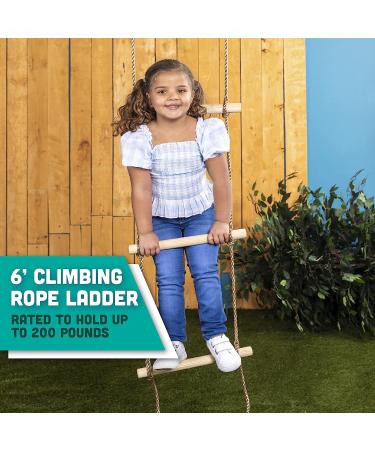 Squirrel Products 6 ft. Climbing Rope Ladder for Kids - Outdoor Play Equipment DIY Swingset Addition - Buy Online on GoSupps.com