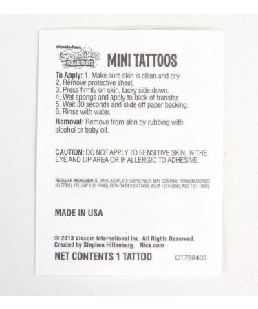 SpongeBob Temporary Tattoos - 72 Made in USA | Buy Online - Buy Online on GoSupps.com