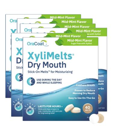 Oracoat Xylimelts Oral adhering Discs, Mild Mint 40 Count, (Pack of 6).. 240 total
