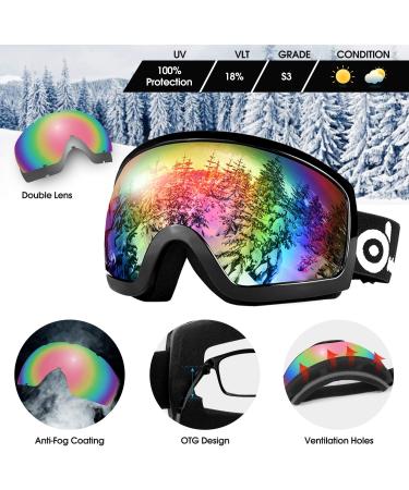Odoland Snow Ski Helmet and Goggles Set - Sports Protective Gear for Skiing and Snowboarding - Black - Size S (21-22''/54-56cm) - Buy Online on GoSupps.com