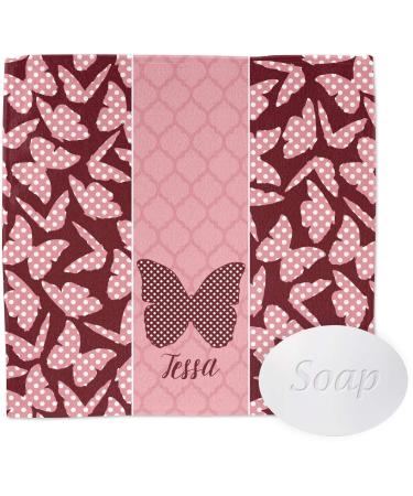 YouCustomizeIt Personalized Polka Dot Butterfly Washcloth
