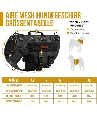 Oneigris No-Pull Dog Harness - Aire Mesh Adjustable Safety Vest for Large/Medium Dogs - Ultra Breathable with 2 Handles - Black XL (Neck: 51-74cm Breast: 79-102cm) - Buy Online on GoSupps.com