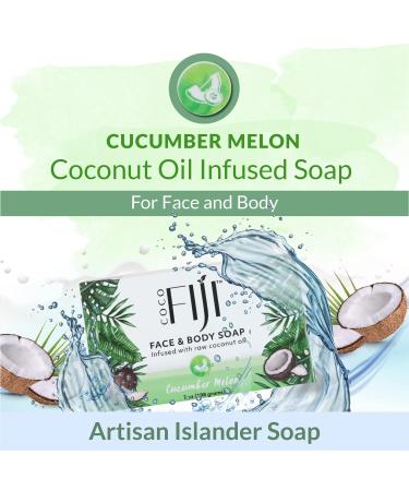 Coco Fiji Organic Coconut Oil Cucumber Melon Soap Bar for Face and Body - 7 oz (Pack of 3) - Buy Online on GoSupps.com