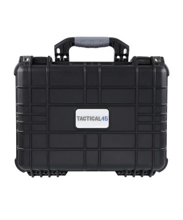 Tactical45 Hard Case with Foam Weatherproof Black Hard Carrying Case for Outdoors and Traveling 16 x 13 x 7in Foam Case