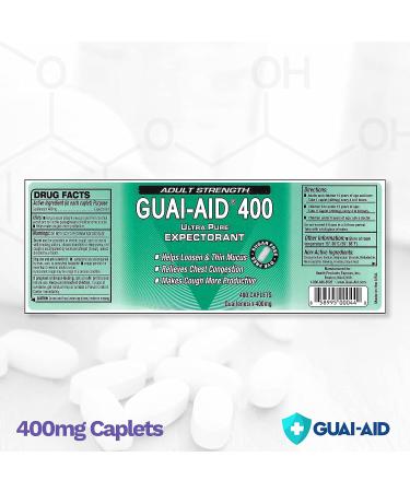 GUAI-AID 400mg Fast Acting Mucus Relief Guaifenesin - 400 Caplets (Dye-Free) - Buy Online on GoSupps.com