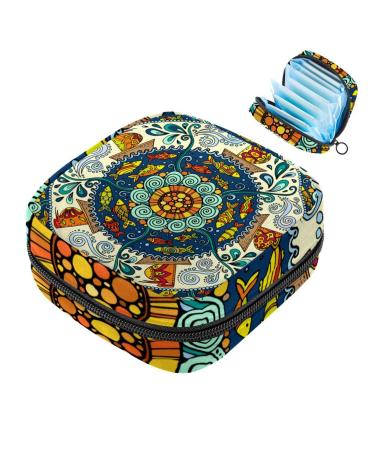 Storage bags for women's bandages Indian mandala flower pattern psychedelic flower portable menstrual pad bag panty liners tampons women's bandages storage holder for women school