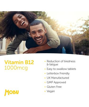 High Strength Vegan B12 Tablets - 1000mcg Supplement for Energy & Immune Support - 120 Tablets by MOBU UK - Buy Online on GoSupps.com