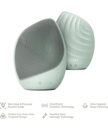 Geske SmartAppGuided Sonic Facial Brush 5-in-1 | Electric Facial Cleaning Device | Soft Silicone Brush & Facial Massager | Professional Facial Care in Green - Buy Online on GoSupps.com