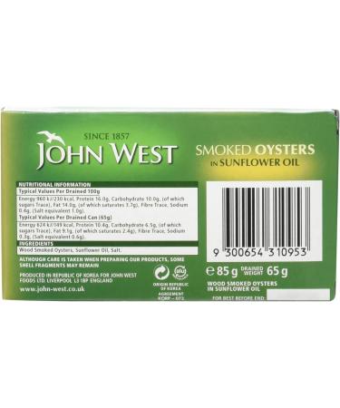 John West Smoked Oysters in Sunflower Oil 85g - Premium Seafood Specialty - Buy Online on GoSupps.com