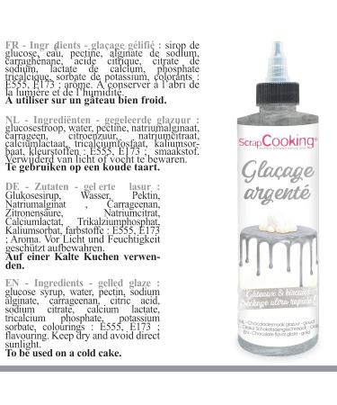 Scrapcooking Drip Cake Glasur Silver 140g - Quick-Drying Cake Glaze for Drip Cakes Cookies & Donuts - Metallic Glitter Decoration - Buy Online on GoSupps.com