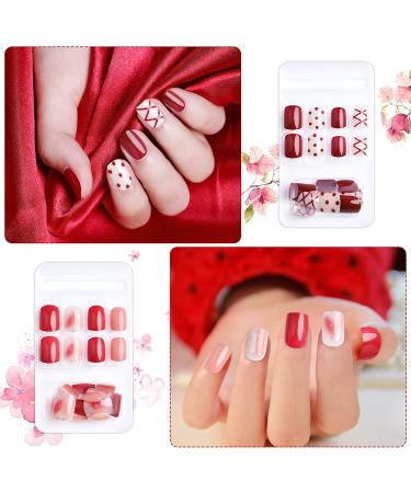 192 Pcs Cute Short Square Press On Nails - Colorful Acrylic Designs | TOROKOM Full Cover Fake Nails with Adhesive Tabs for Nail Art DIY - Buy Online on GoSupps.com