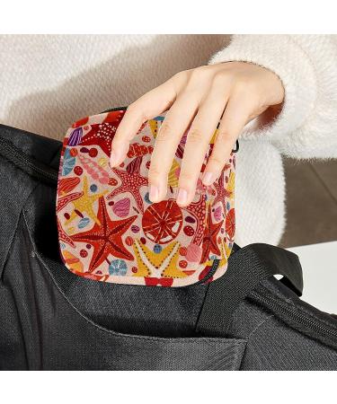 Starfish Seashell Pattern Sanitary Napkin Storage Bag - Portable Menstrual Period Kit Pouch - Buy Online on GoSupps.com