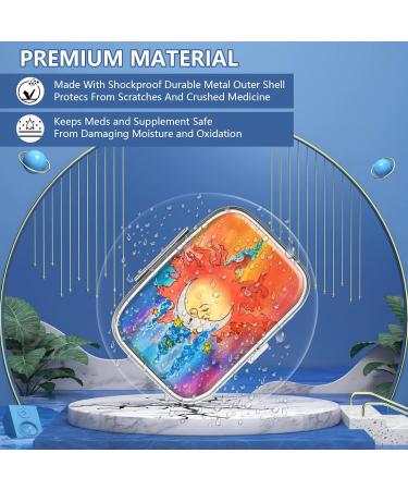 Portable 2-Compartment Pill Box - Decorative Metal Medicine Organizer | Unique Gift - Sun Kiss Moon Design - Buy Online on GoSupps.com