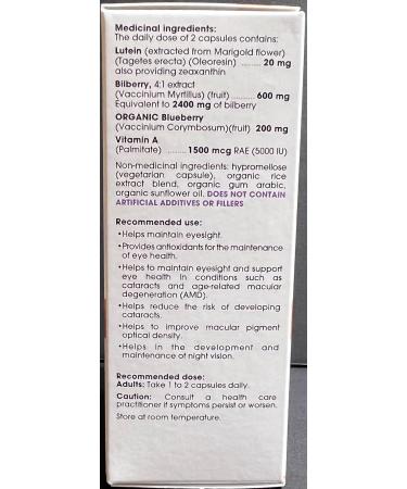 NutriPur Lutein Plus (Lutein 10mg Bilberry extract 300mg Blueberry 100mg Vitamin A 750 mcg) - Buy Online on GoSupps.com