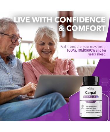 Real Science Carpal Miracle All Natural Carpal Tunnel Relief & Wrist Support Supplement with Vitamins B6 B12 C D K + GABA Hand & Nerve Comfort Made in USA 60 Caps - Buy Online on GoSupps.com