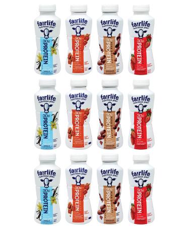 Fairlife Protein Shakes Variety Pack | Nutrition Plan | High Protein | Sampler | Chocolate Vanilla Strawberry and Salted Caramel Shake Flavor Variety | 12 Pack - 11.5 oz Each Bottle | Niro Assortment
