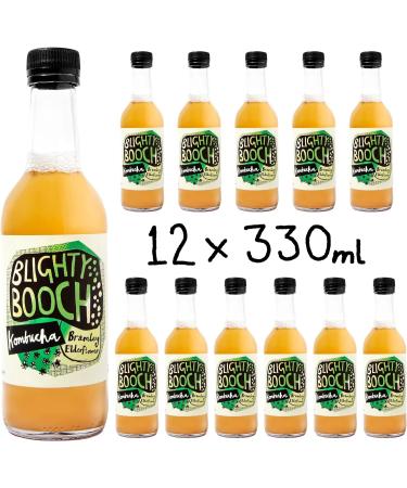Blighty Booch Kombucha Bottled Tea Drink - 12 x Bramley Elderflower Flavour - Naturally Sparkling Fermented Unpasteurised Live Culture - Vegan Organic Gluten Free Apple - Buy Online on GoSupps.com