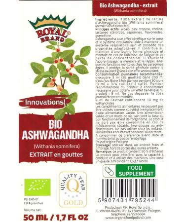 Organic Ashwagandha - extract drops / 50 ml / 50 ml - Buy Online on GoSupps.com