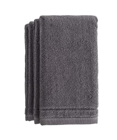 Creative Scents Cotton Fingertip Towels Set - 4 Pack - 11 x 18 Inches Decorative Small Extra-Absorbent and Soft Terry Towel for Bathroom - Powder Room, Guest and Housewarming Gift (Grey)