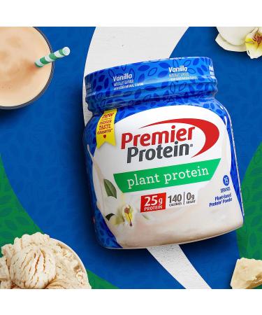Premier Plant Protein Powder Vanilla - 25g Plant-Based Protein, 0g Sugar, Gluten Free - 15 Servings - Buy Online on GoSupps.com