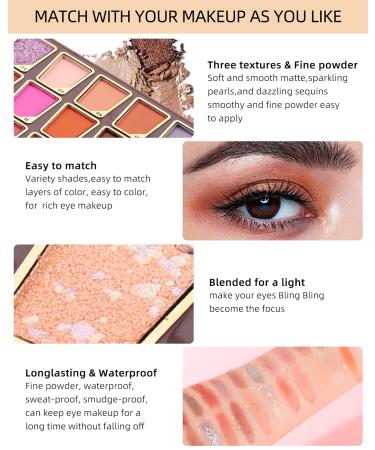 24 Colors High Pigmented Matte Glitter Eyeshadow Palette - Long Lasting Blendable Multi-Reflective Shimmer for Halloween Makeup - Buy Online on GoSupps.com